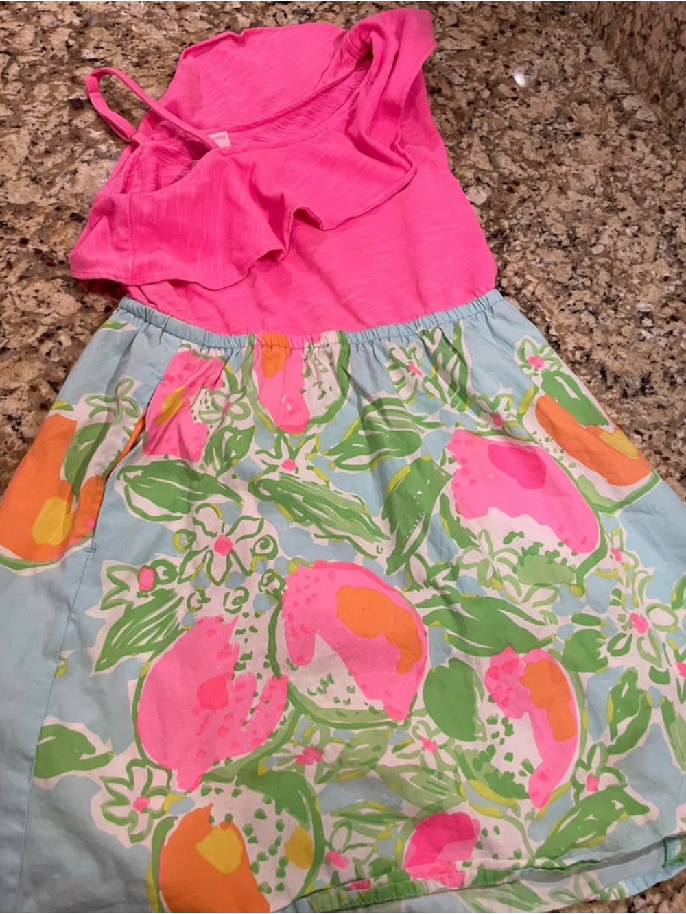 Lilly Pulitzer Hot Pink Ruffle Tank dress Sz 6/7